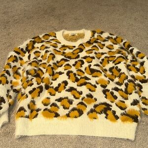Leopard Print Sweater - Yellow and Brown